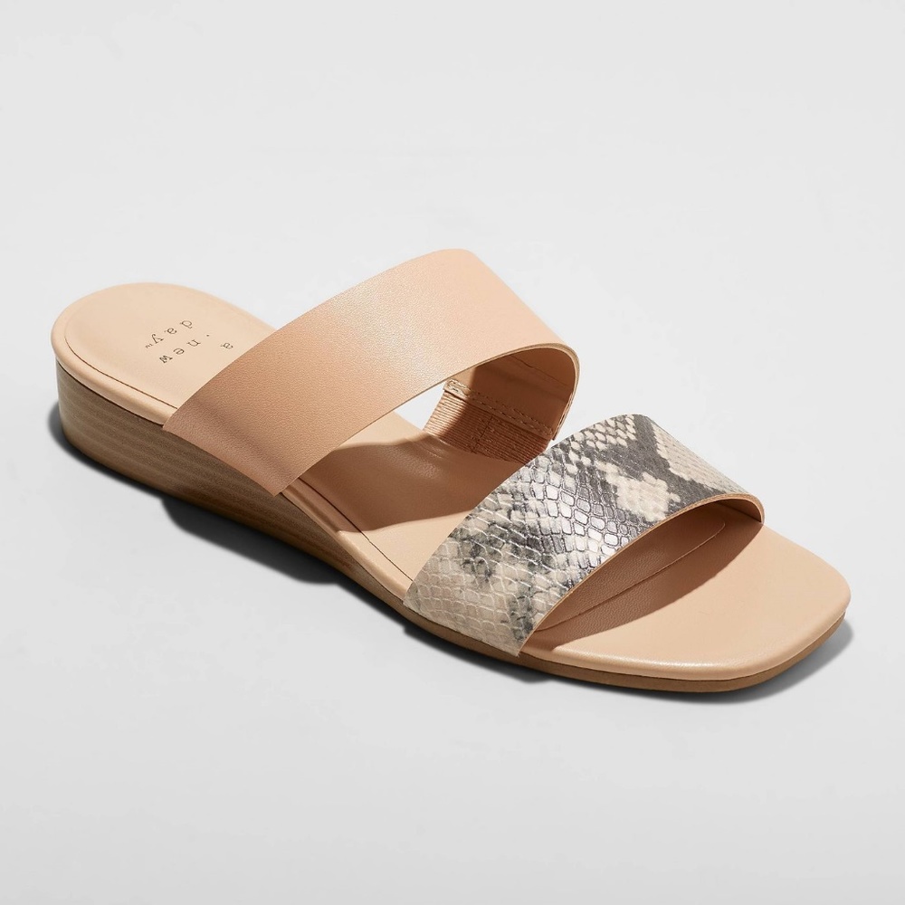 Two Band Ana Espadrille Slide Sandals Snake Skin